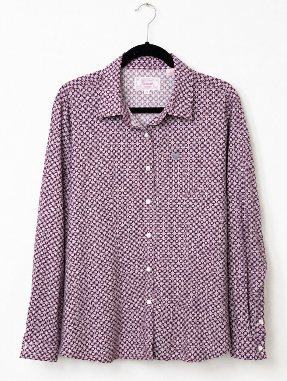Panhandle XL Burgundy Geometric Cotton Button Down Western Cowgirl Coastal Boho
